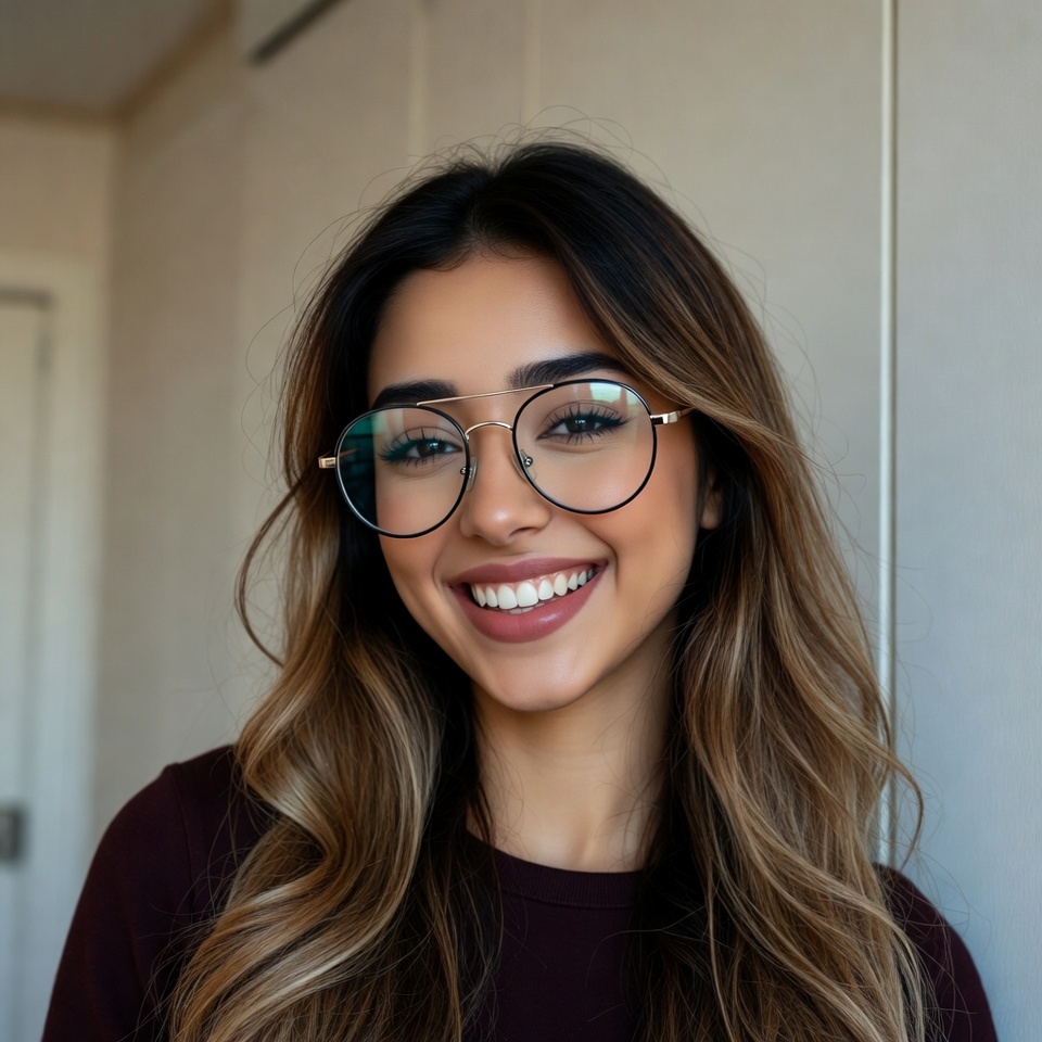 Smiling woman with glasses Smiling woman with glasses