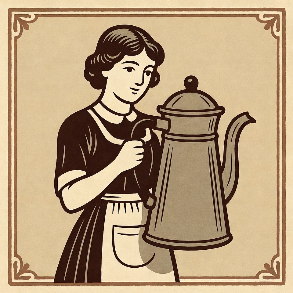 Vintage woman holding teapot Vintage woman holding teapot