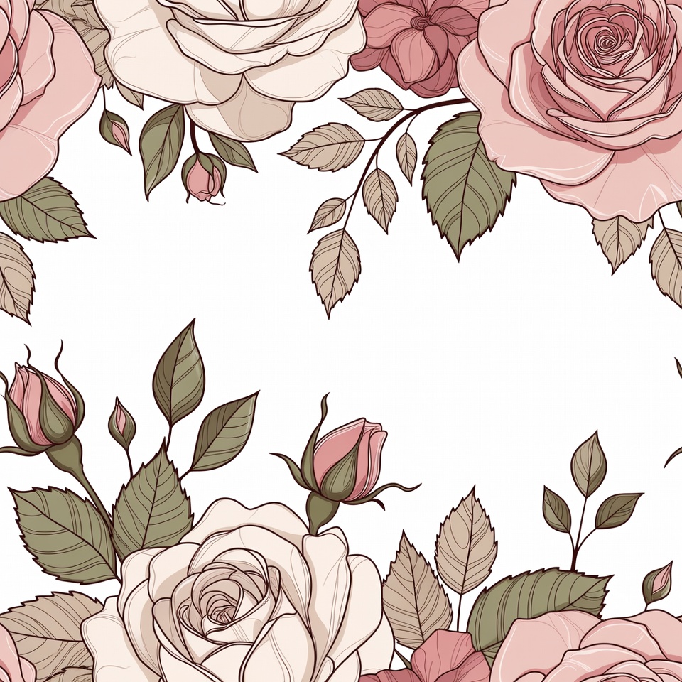 Pink and White Roses Illustration Pink and White Roses Illustration