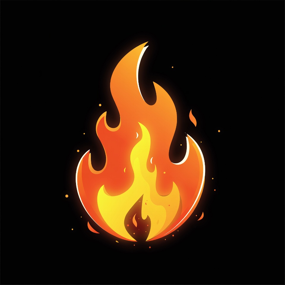 Fiery flame illustration on black Fiery flame illustration on black