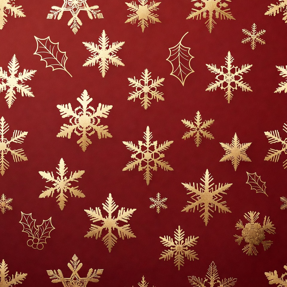 Gold Snowflakes on Red Background Gold Snowflakes on Red Background