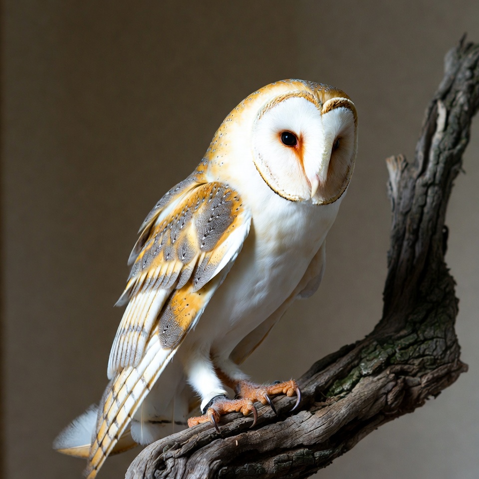 Barn Owl Perched on Branch Barn Owl Perched on Branch