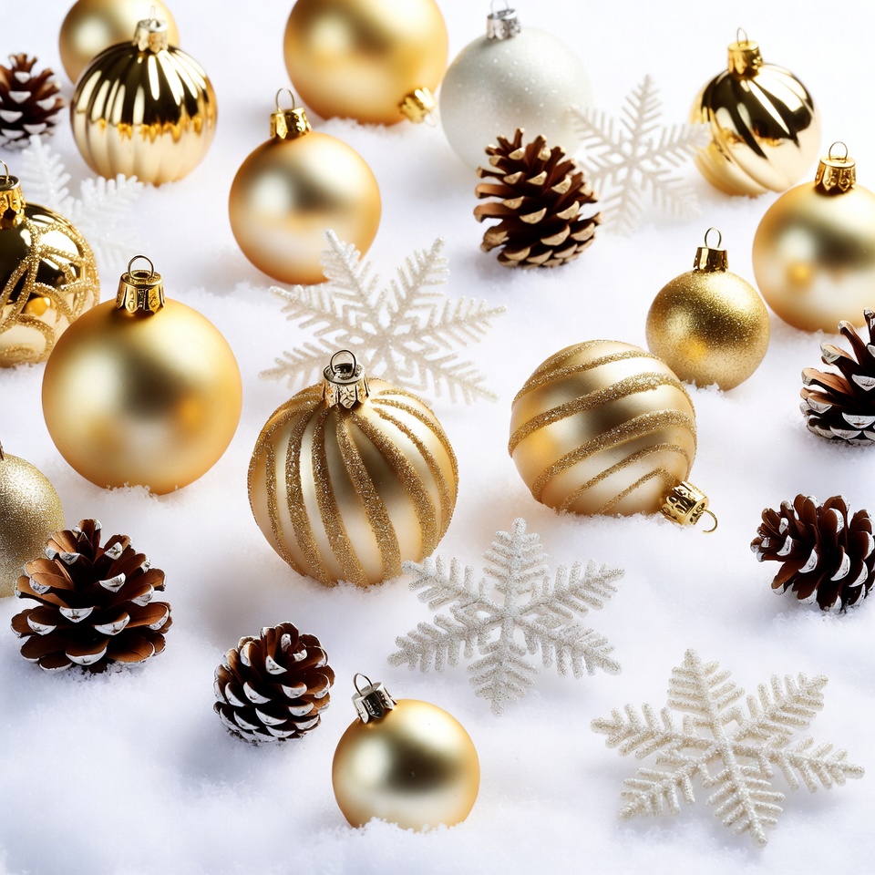 Gold Christmas Ornaments with Pine Cones Gold Christmas Ornaments with Pine Cones