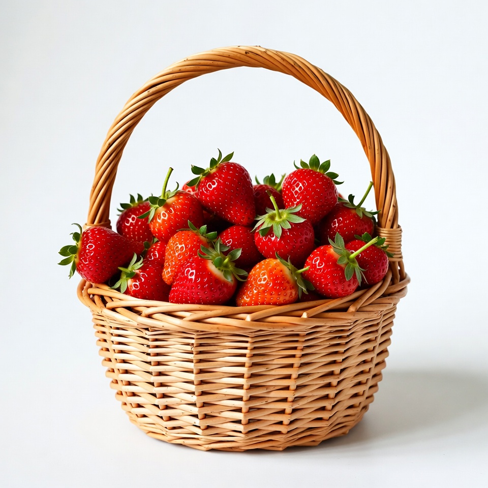 Strawberries in Wicker Basket Strawberries in Wicker Basket