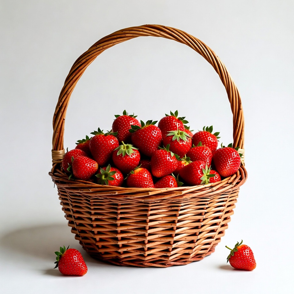 Strawberries in Wicker Basket Strawberries in Wicker Basket