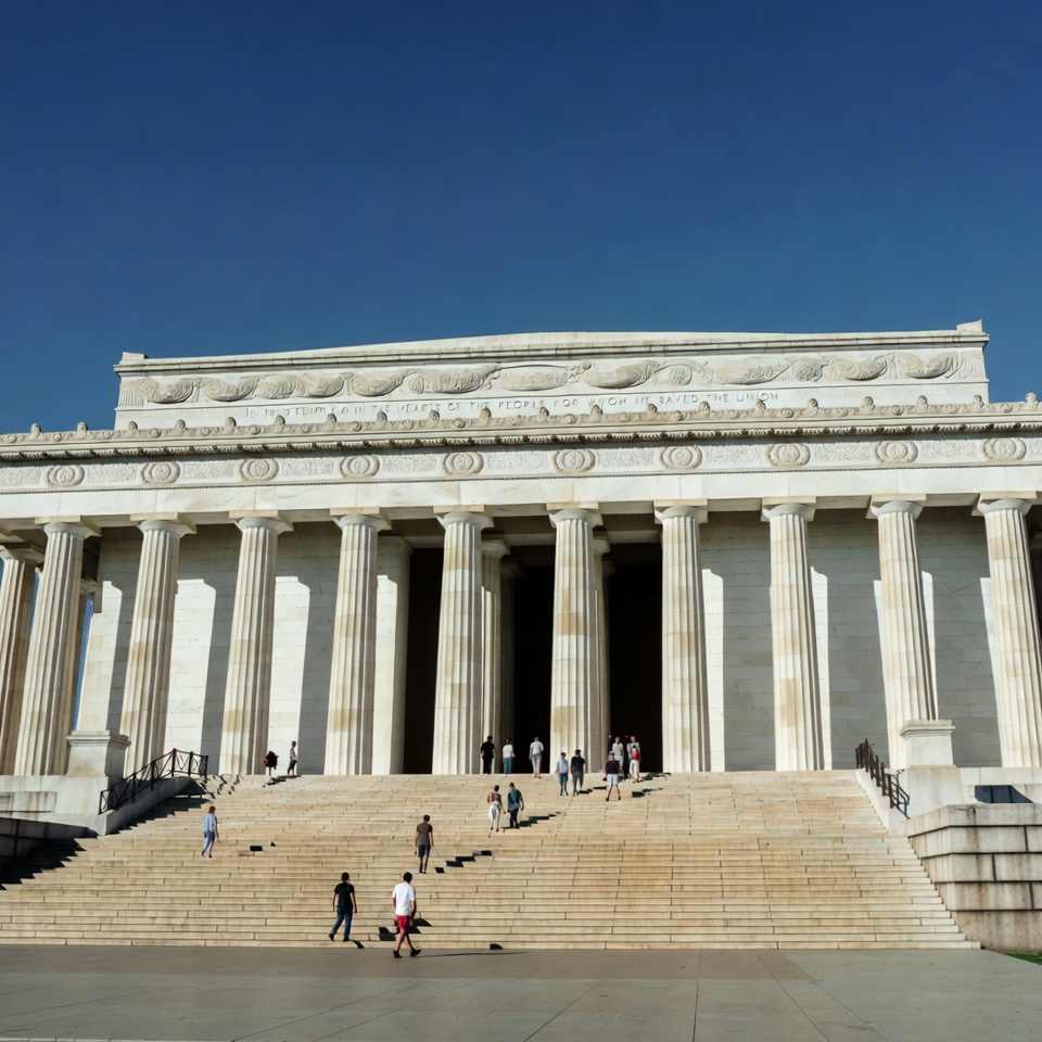 Lincoln Memorial with Tourists on Steps Lincoln Memorial with Tourists on Steps