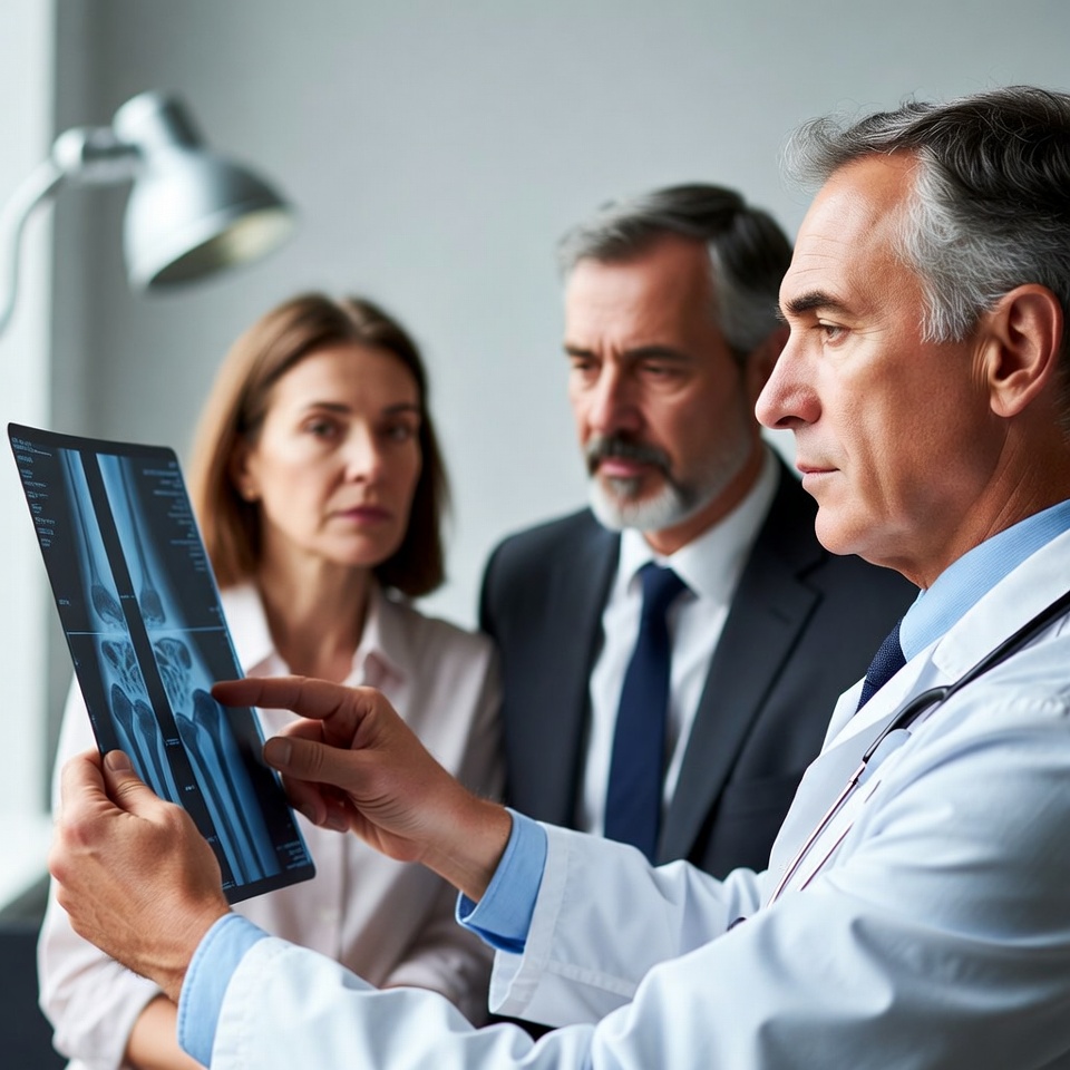 Doctor and colleagues examining X-ray Doctor and colleagues examining X-ray