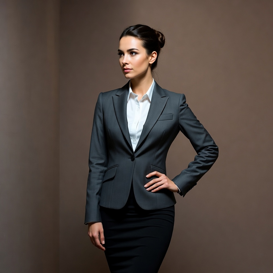Business woman in gray suit Business woman in gray suit