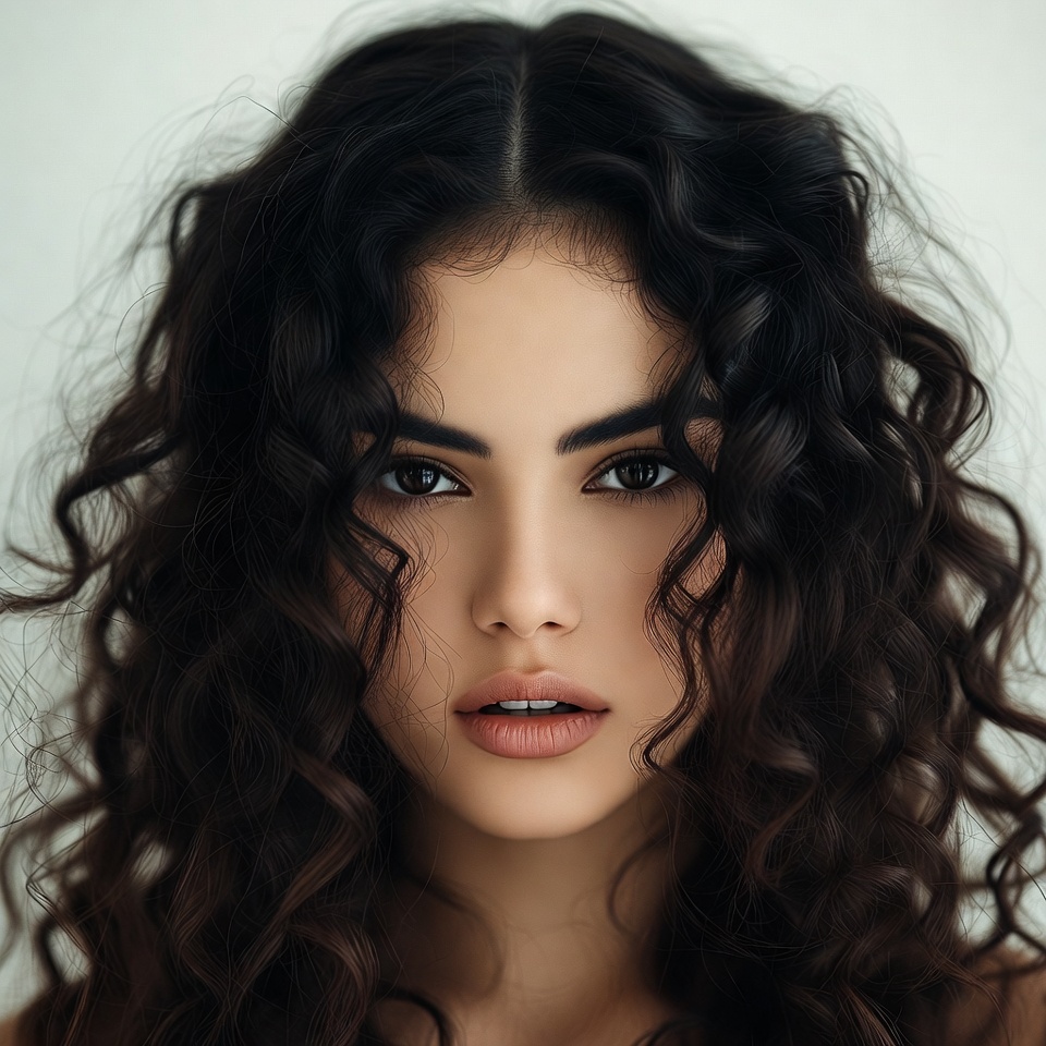 Beautiful woman with curly black hair Beautiful woman with curly black hair
