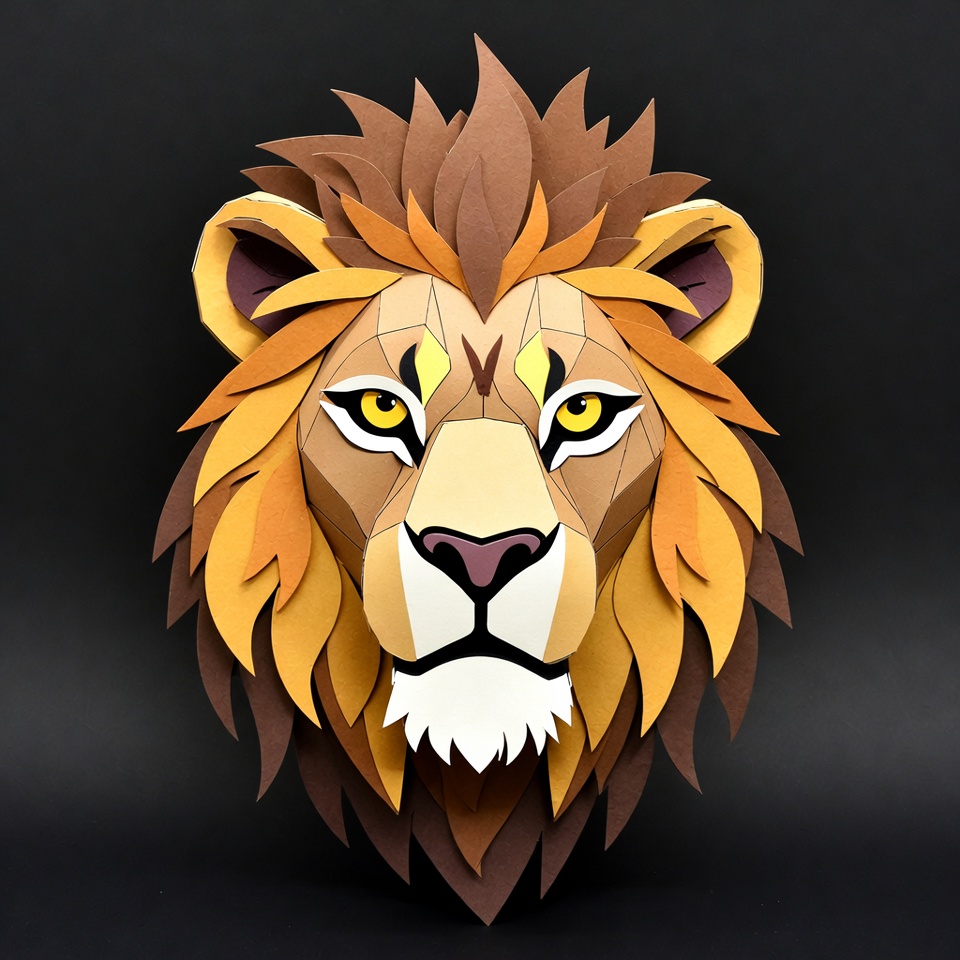 Papercraft lion head illustration Papercraft lion head illustration