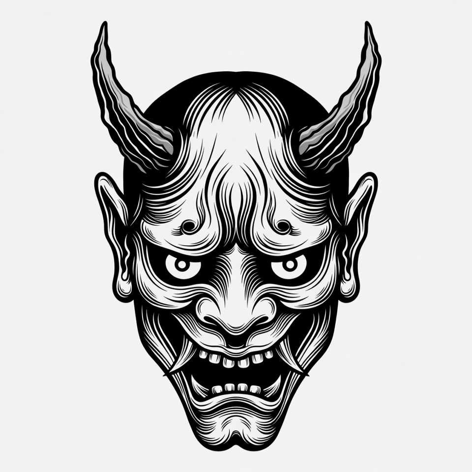 Oni Demon Mask Illustration Oni Demon Mask Illustration