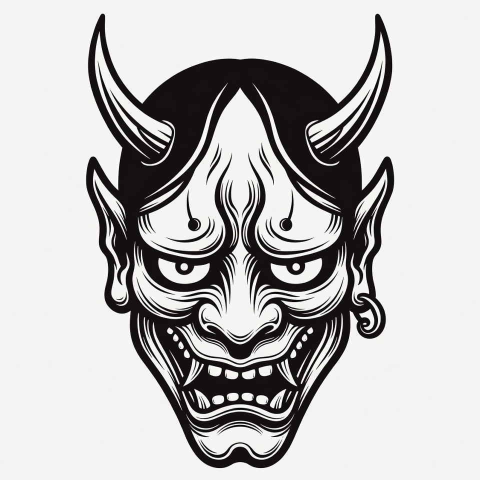 Hannya Demon Mask Illustration Hannya Demon Mask Illustration