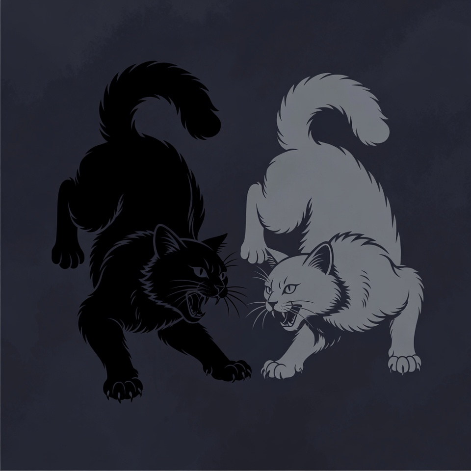 Black and white cats fighting Black and white cats fighting