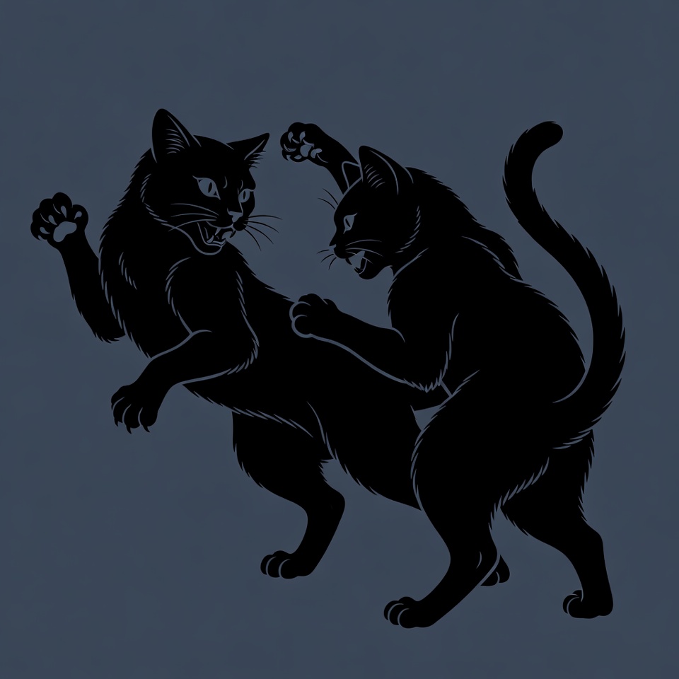 Two black cats fighting Two black cats fighting