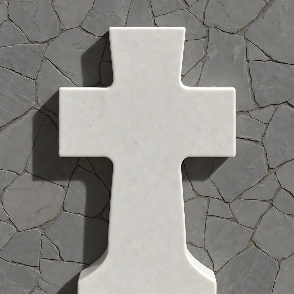 White Cross on Gray Stone Wall White Cross on Gray Stone Wall