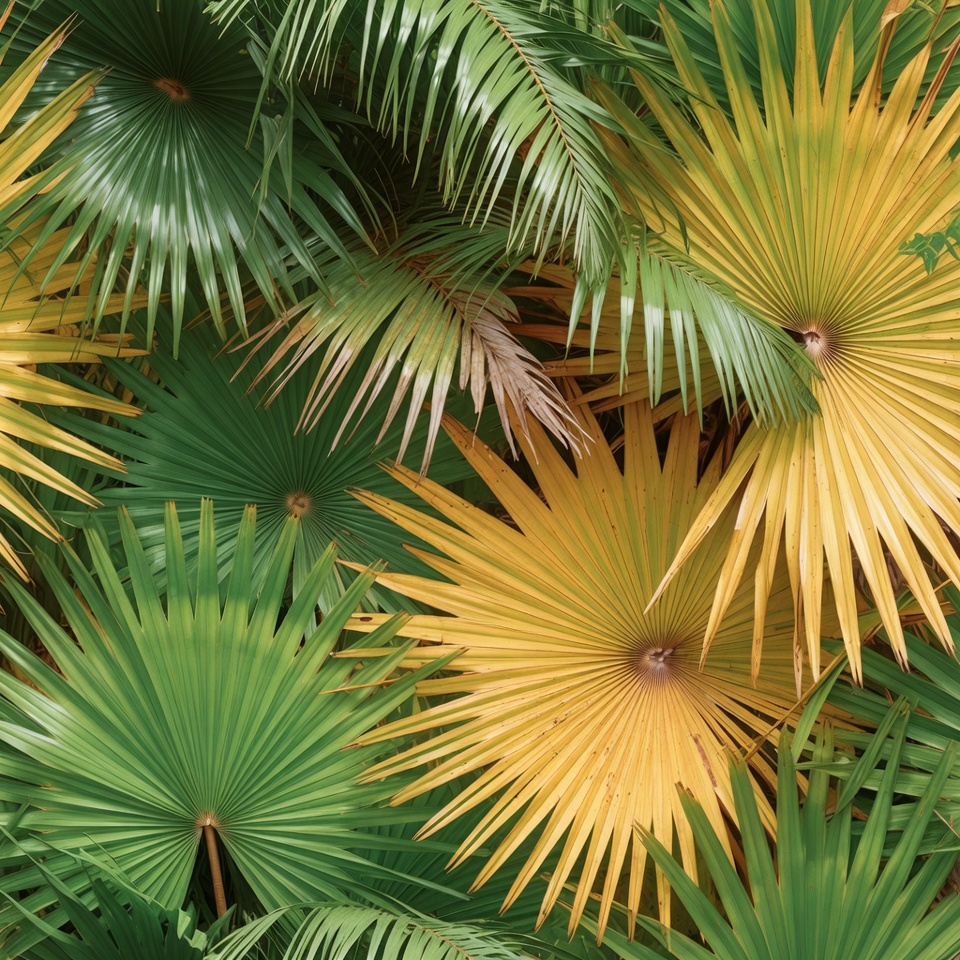 Vibrant Green and Yellow Palm Leaves Vibrant Green and Yellow Palm Leaves