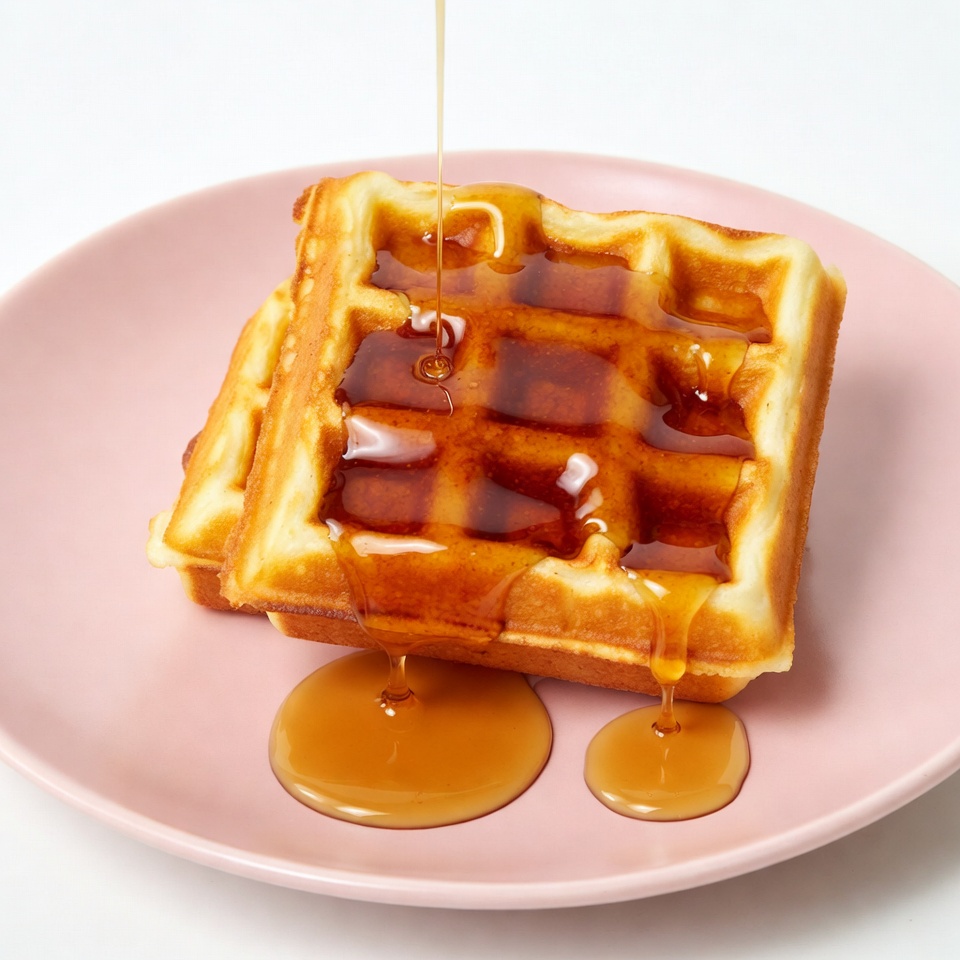 Waffles with Pouring Maple Syrup Waffles with Pouring Maple Syrup