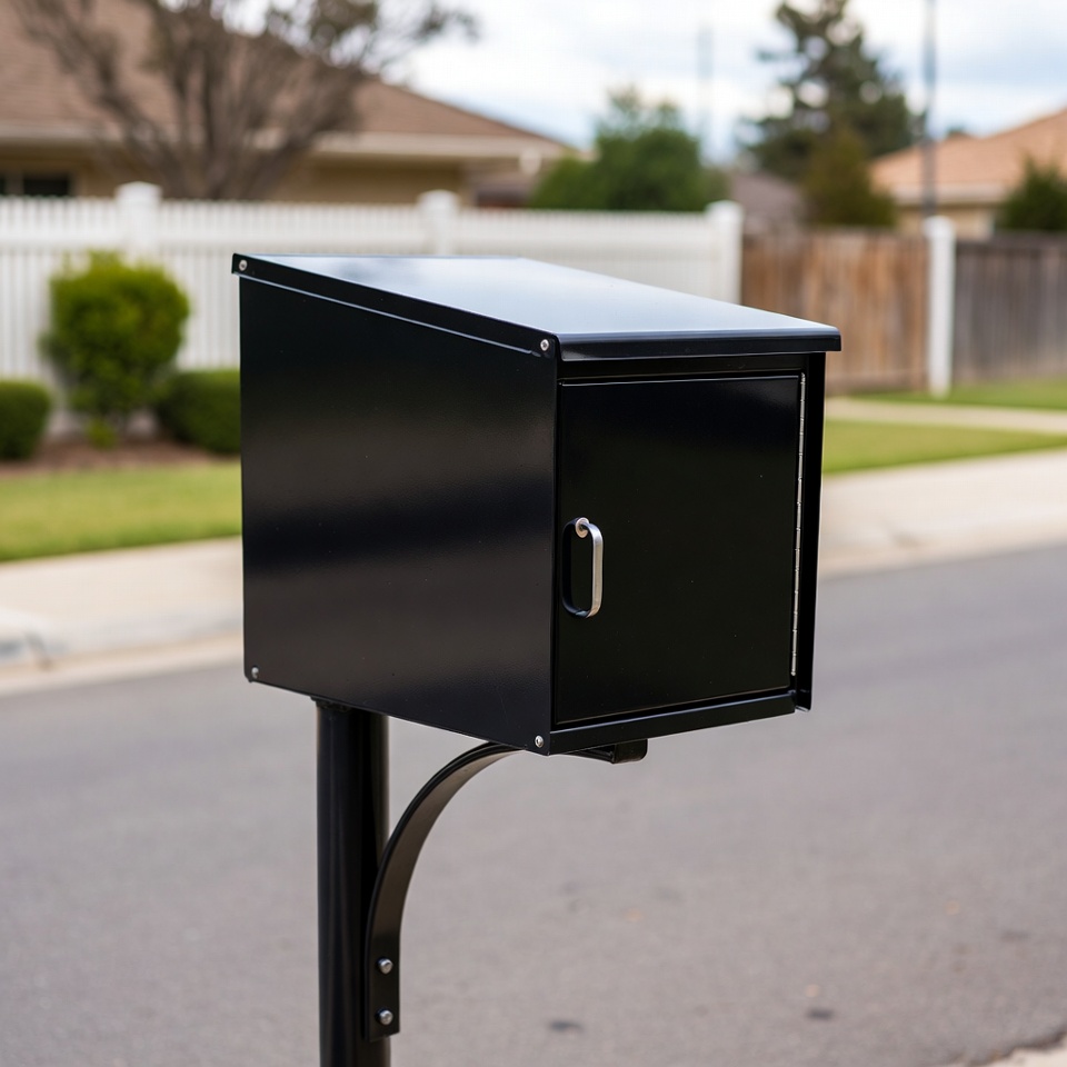 Black Mailbox on Street Black Mailbox on Street