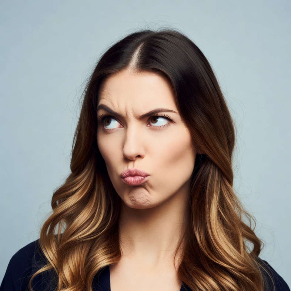 Woman making duck face pout Woman making duck face pout