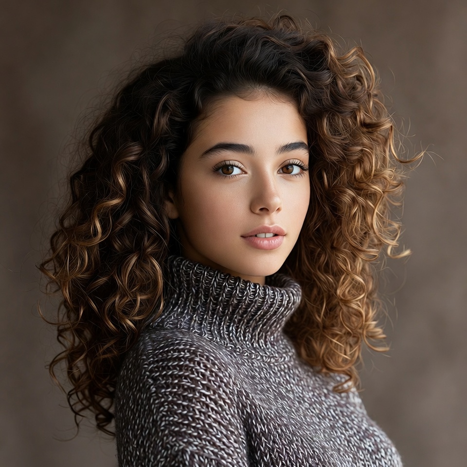 Young woman with curly hair Young woman with curly hair