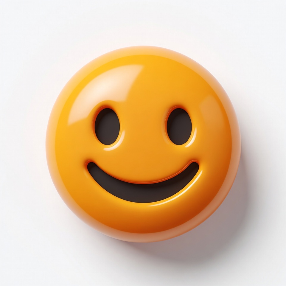 Shiny 3D Smiling Yellow Emoji Shiny 3D Smiling Yellow Emoji