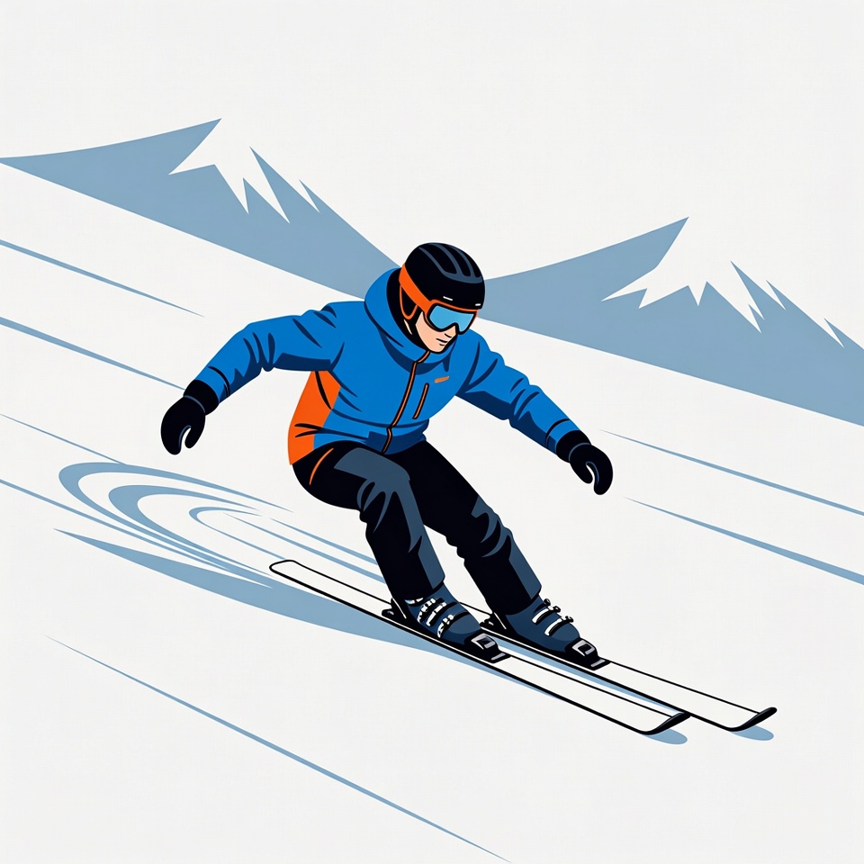 Man skiing down snowy mountain Man skiing down snowy mountain
