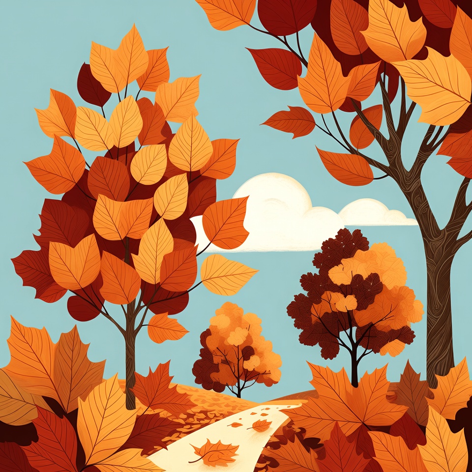 Autumn Trees with Winding Path Autumn Trees with Winding Path