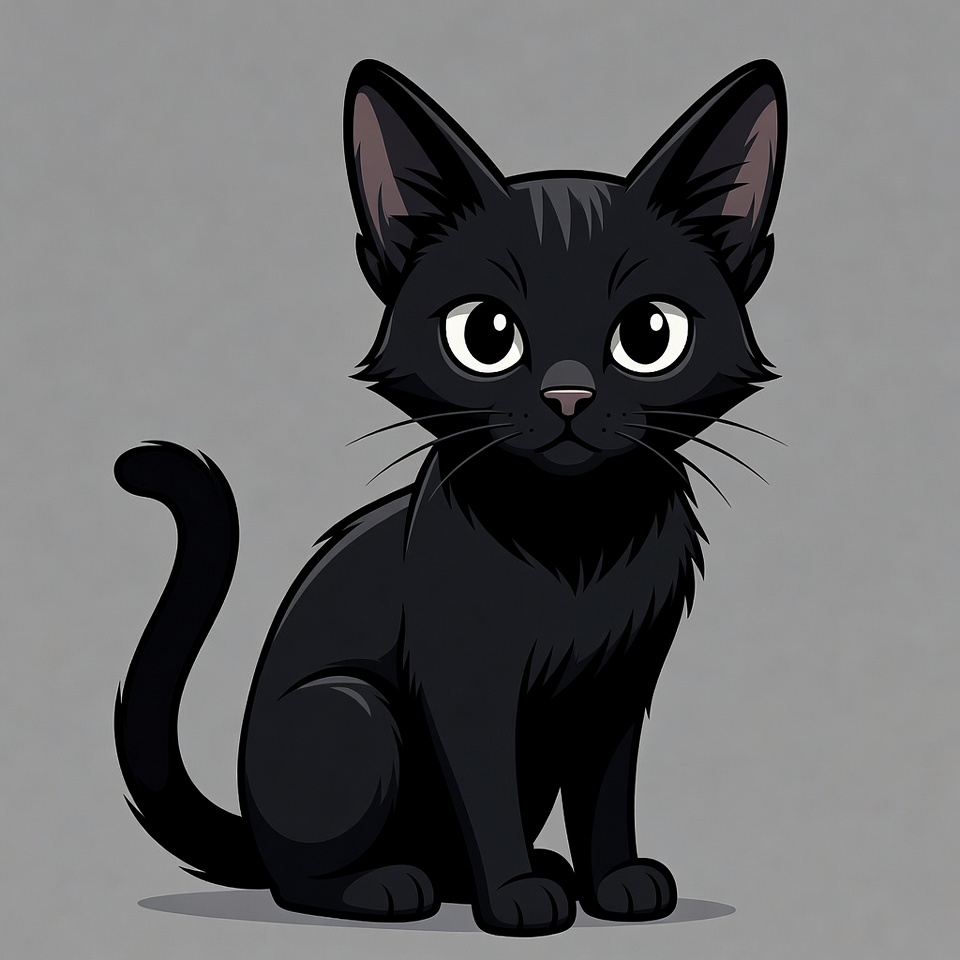 Cute black kitten illustration Cute black kitten illustration