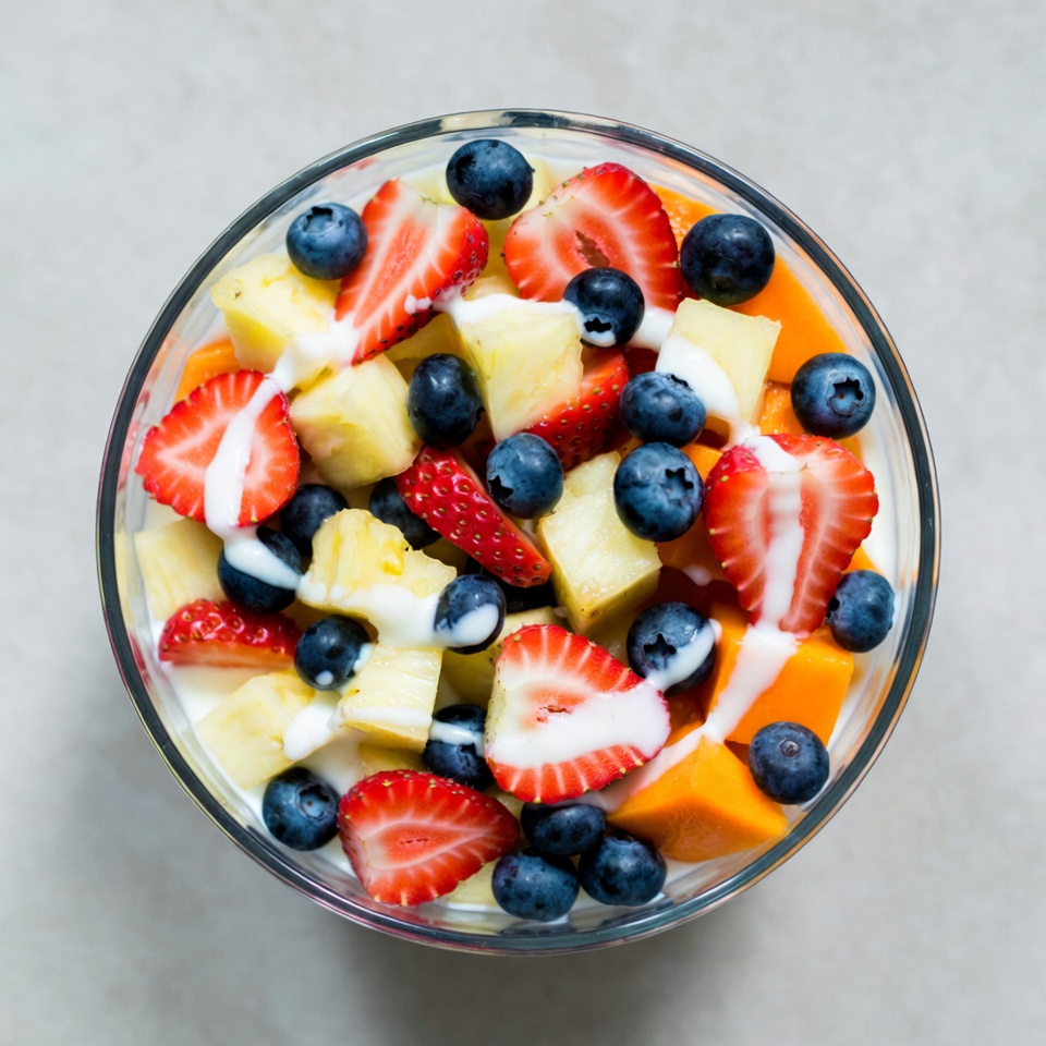 Fruit Yogurt Parfait in Glass Bowl Fruit Yogurt Parfait in Glass Bowl