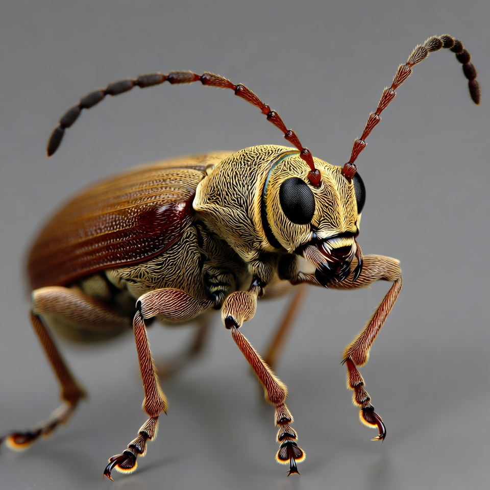 Longhorn beetle with curved antennae Longhorn beetle with curved antennae