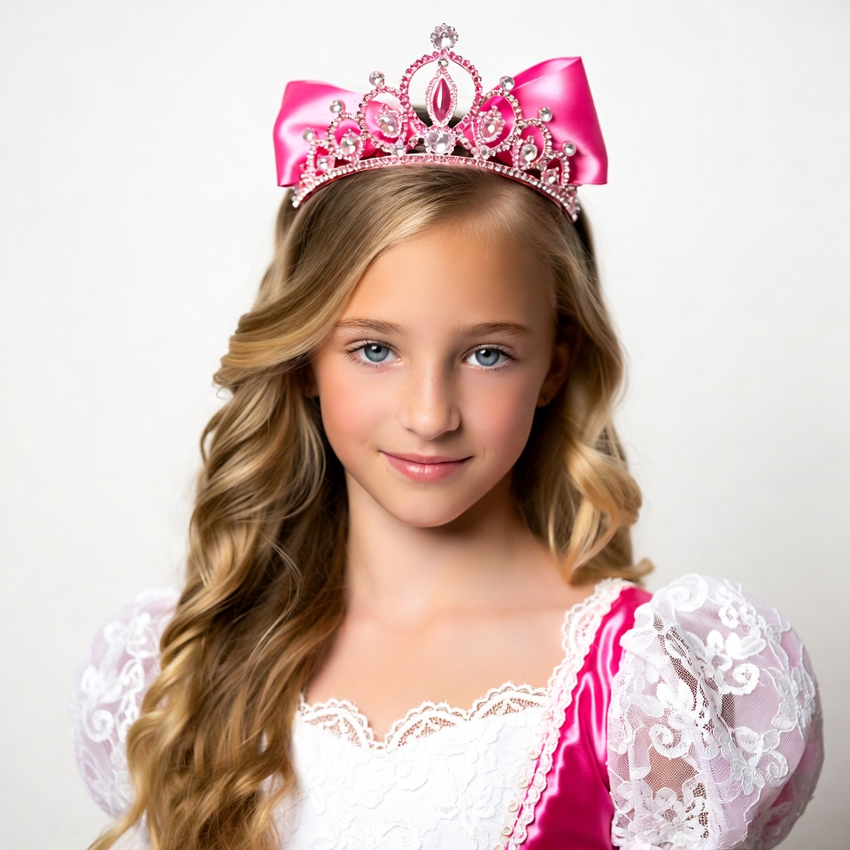 Girl wearing pink princess crown Girl wearing pink princess crown