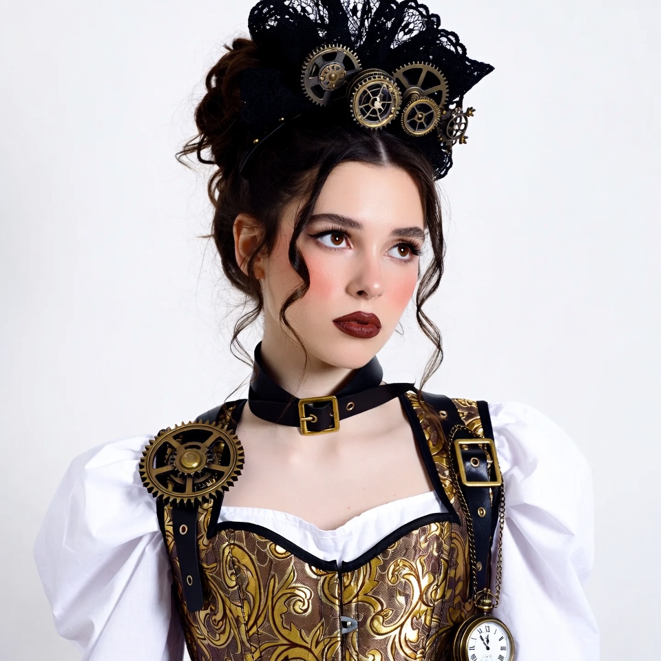 Steampunk woman with gears and clock Steampunk woman with gears and clock