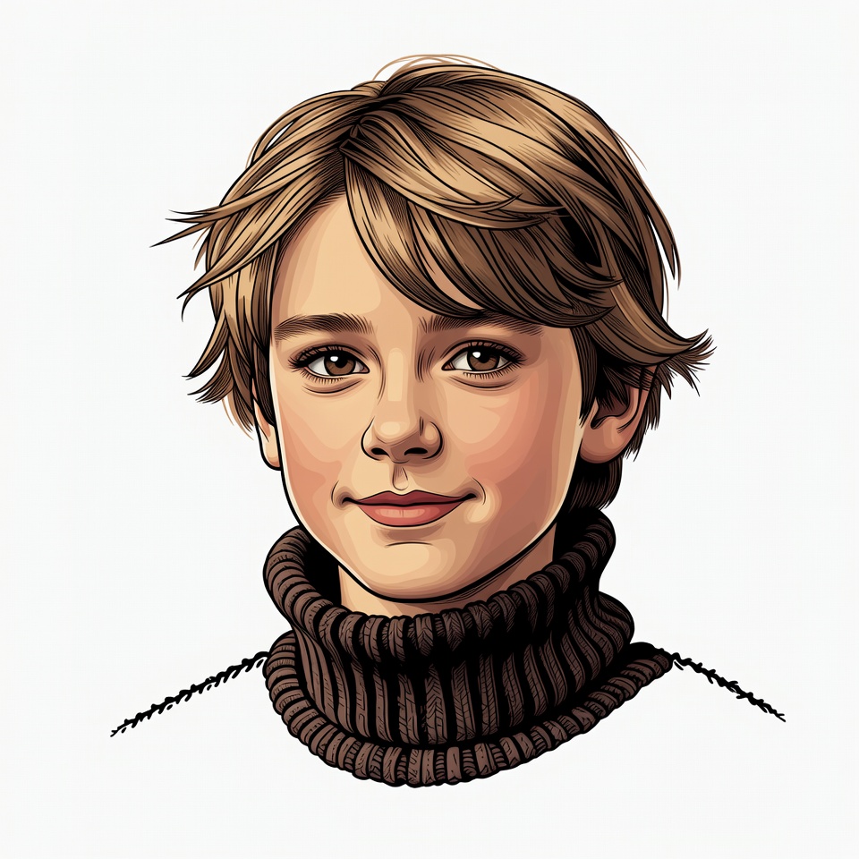 Boy with brown turtleneck sweater Boy with brown turtleneck sweater
