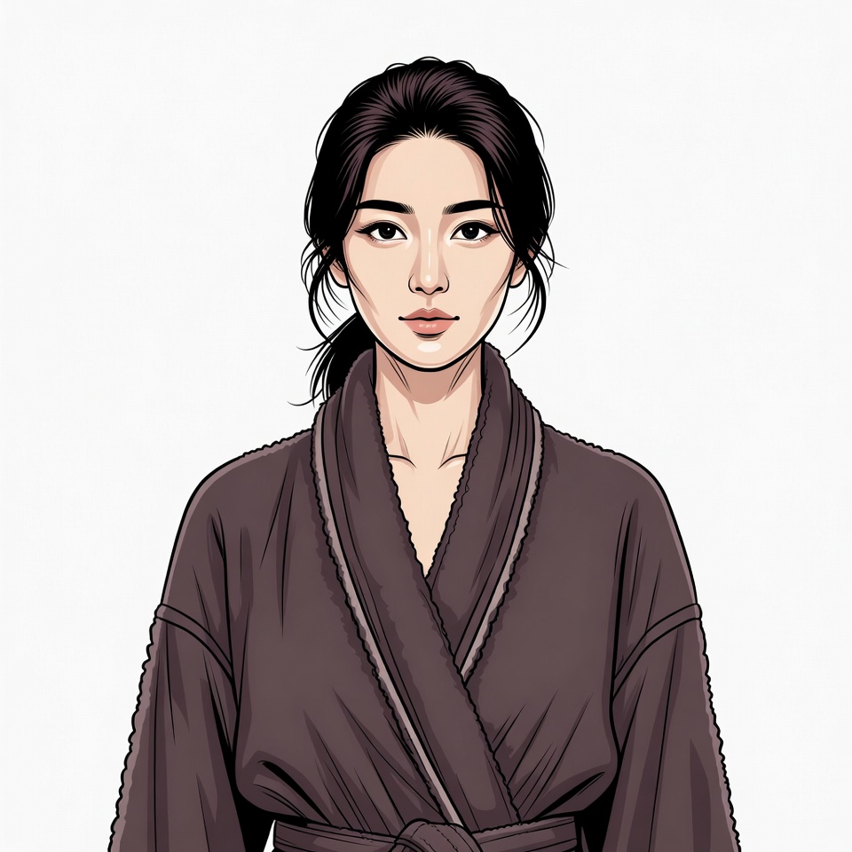 Asian woman in maroon kimono Asian woman in maroon kimono