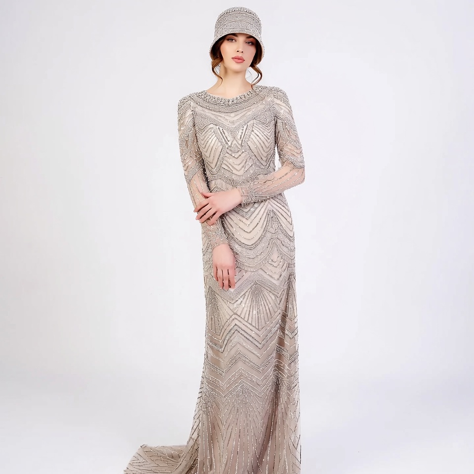 Woman in Beaded Flapper Dress Woman in Beaded Flapper Dress