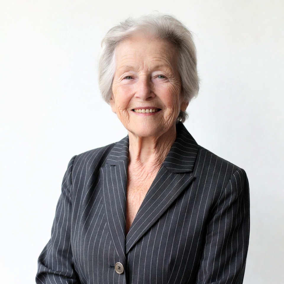 Elderly woman smiling in suit Elderly woman smiling in suit