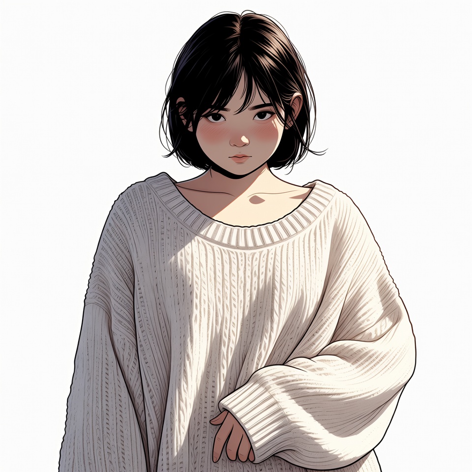 Asian girl in white sweater Asian girl in white sweater