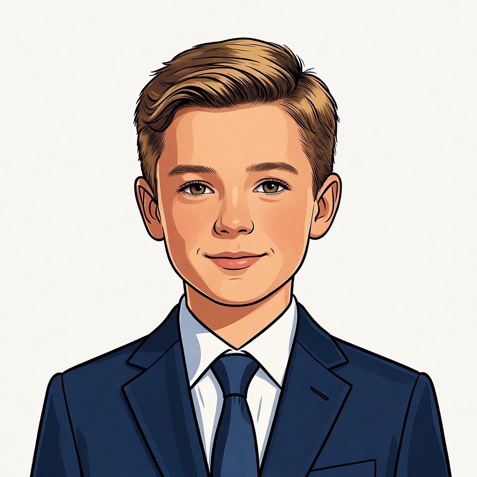 Young boy in blue suit smiling Young boy in blue suit smiling