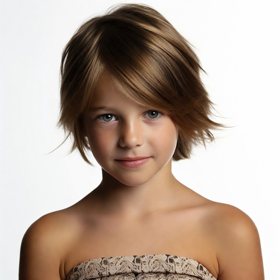 Girl with short brown hair Girl with short brown hair