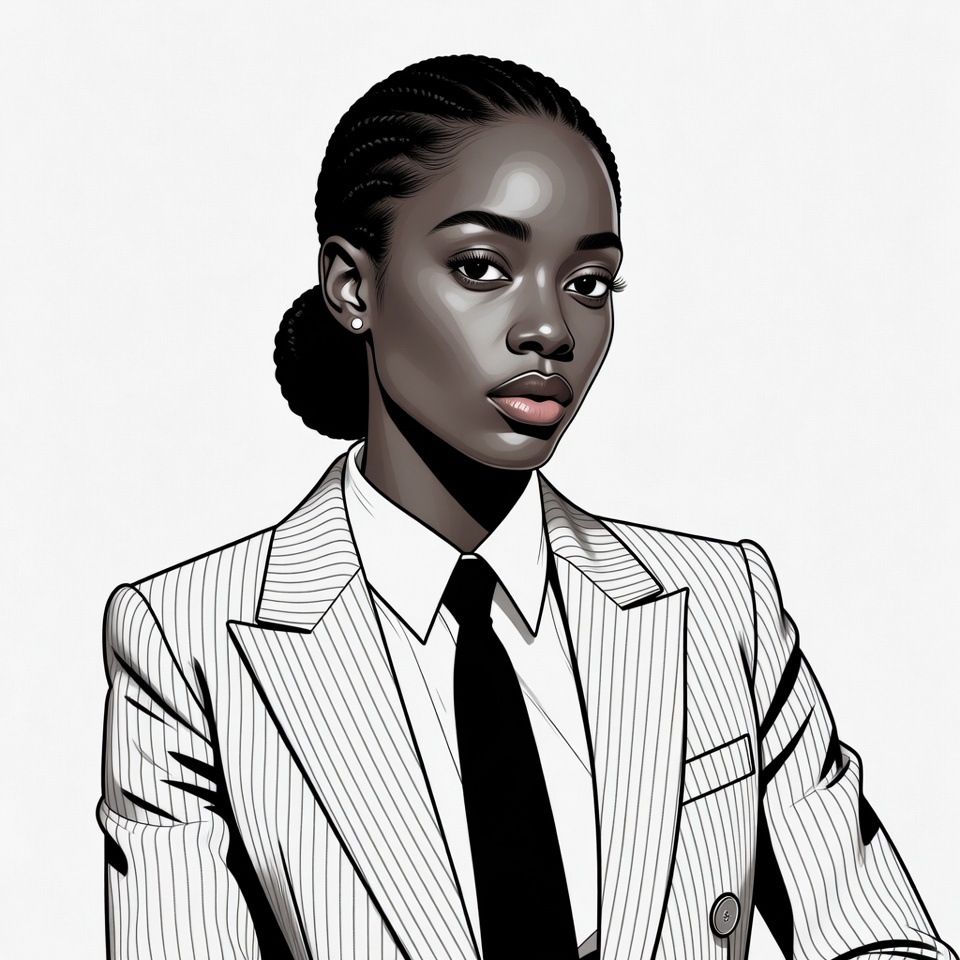 African-American woman in pinstripe suit African-American woman in pinstripe suit