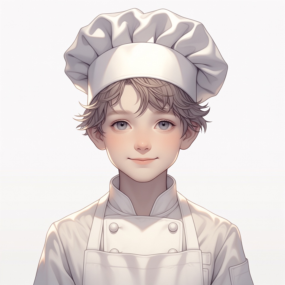 Young boy chef wearing hat Young boy chef wearing hat