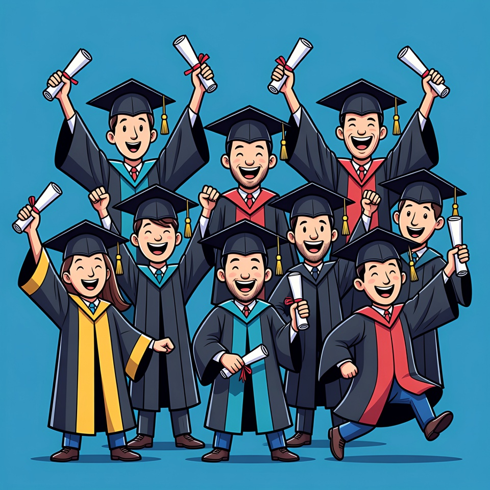 Group of Graduates Holding Diplomas Group of Graduates Holding Diplomas