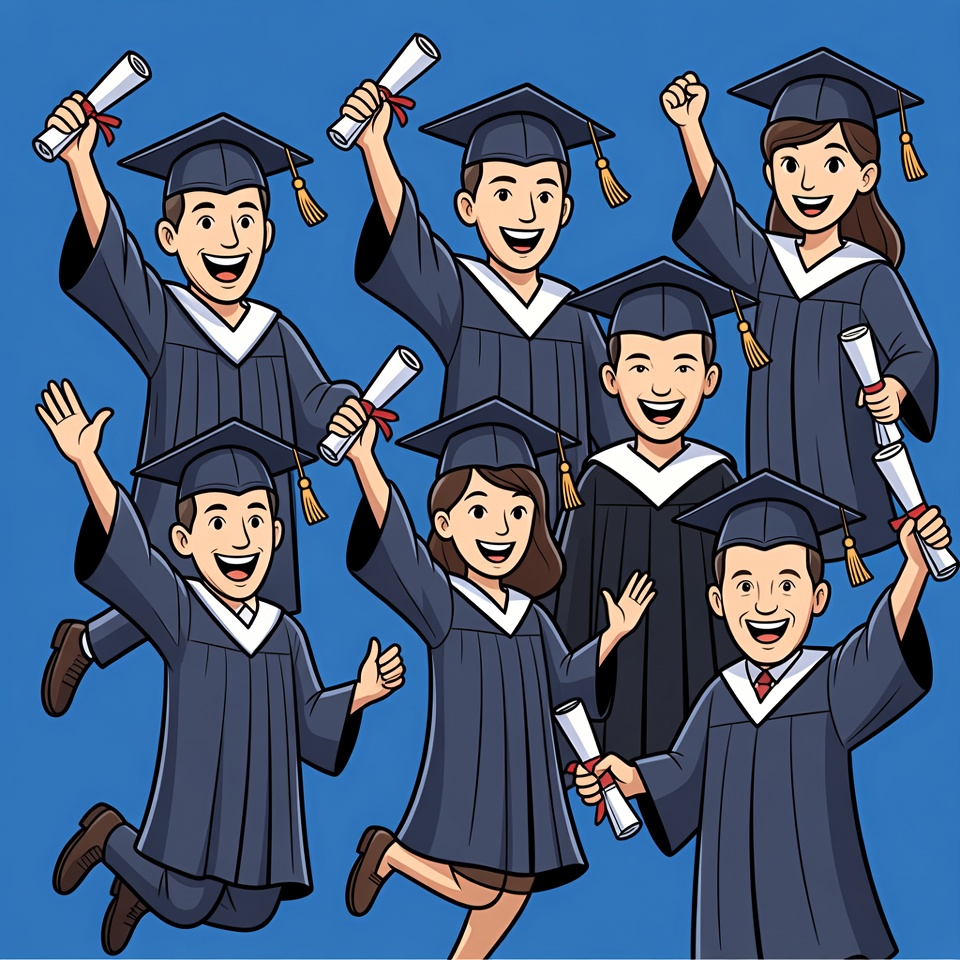 Group of Graduates Holding Diplomas Group of Graduates Holding Diplomas