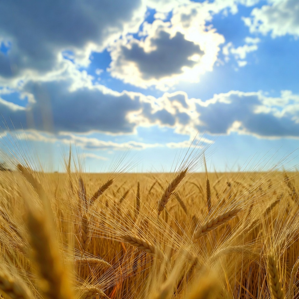Golden Wheat Field Under Blue Sky Golden Wheat Field Under Blue Sky