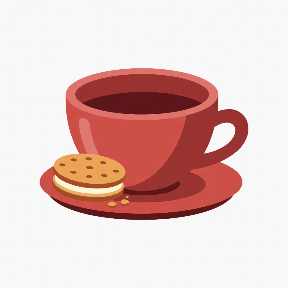 Red Tea Cup with Cookie Red Tea Cup with Cookie