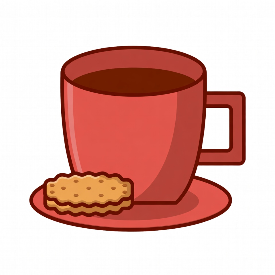 Red Cup of Coffee with Cookie Red Cup of Coffee with Cookie
