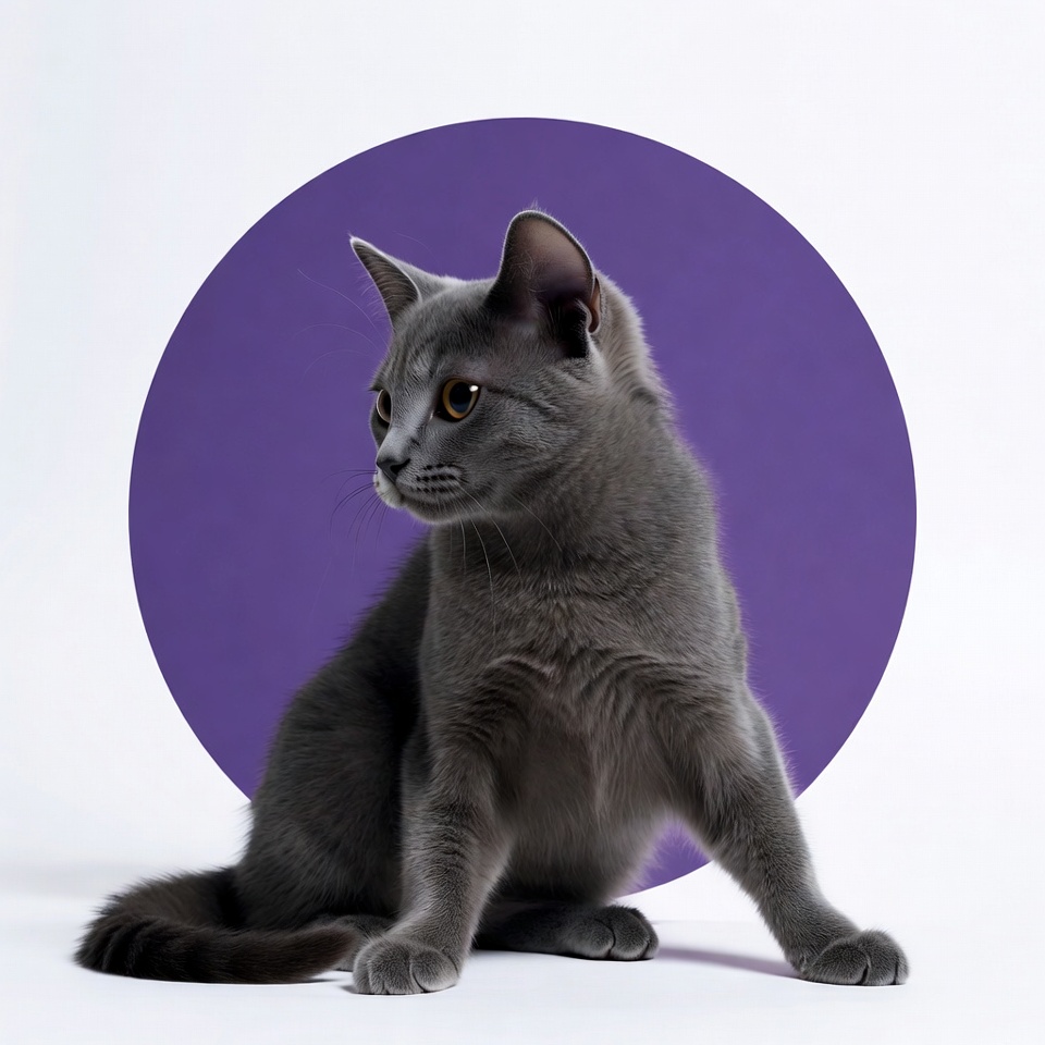 Gray kitten on purple circle Gray kitten on purple circle