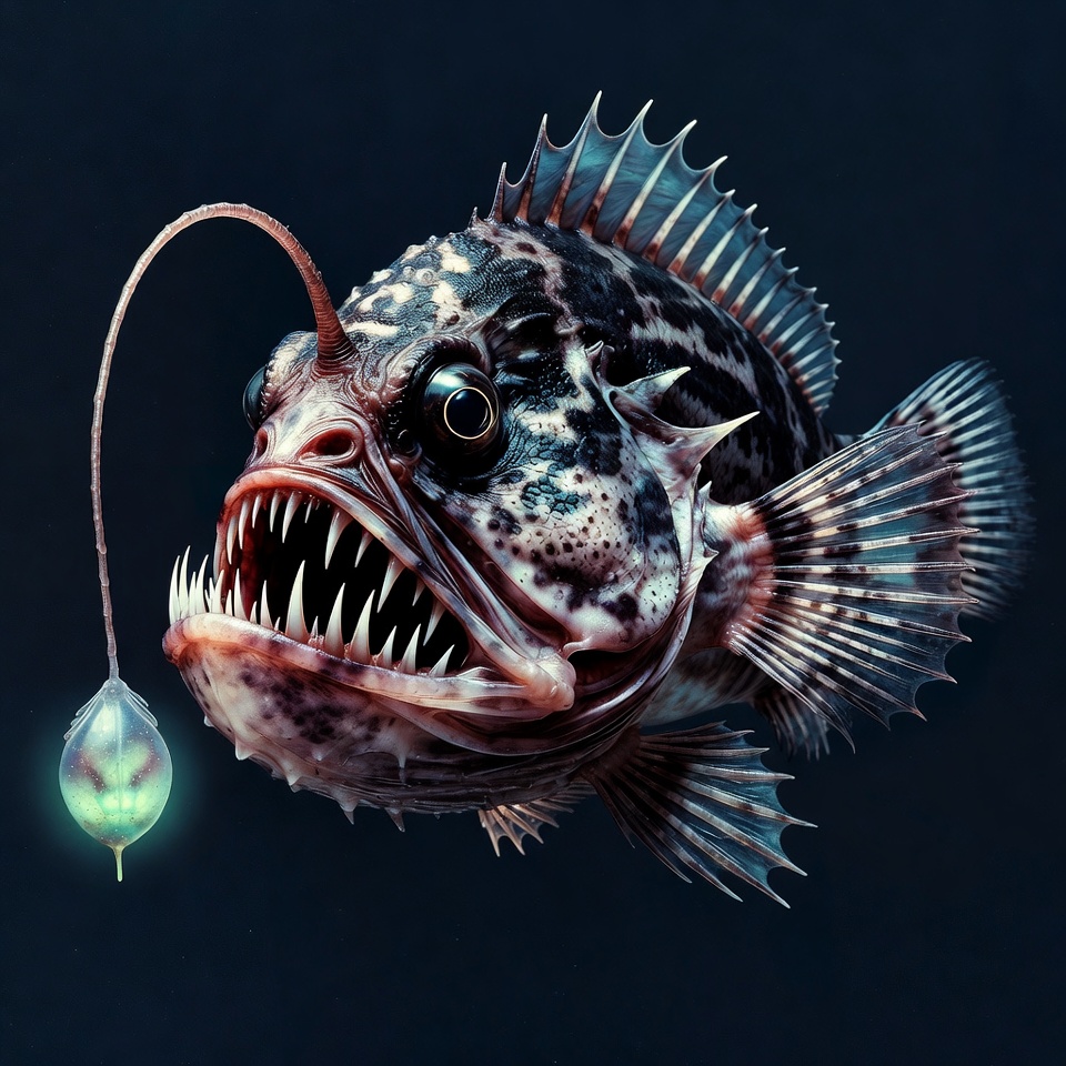 Anglerfish with glowing lure Anglerfish with glowing lure