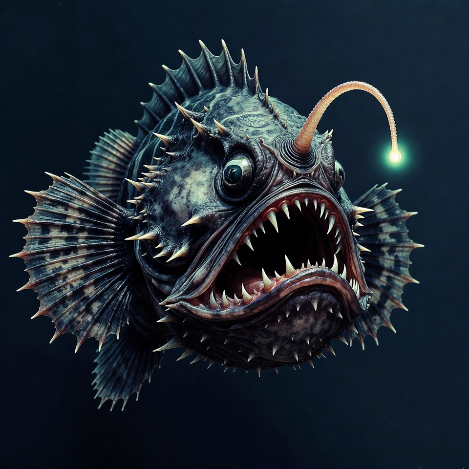 Anglerfish with glowing lure Anglerfish with glowing lure