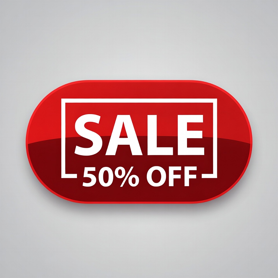 Red 50% Off Sale Badge Red 50% Off Sale Badge